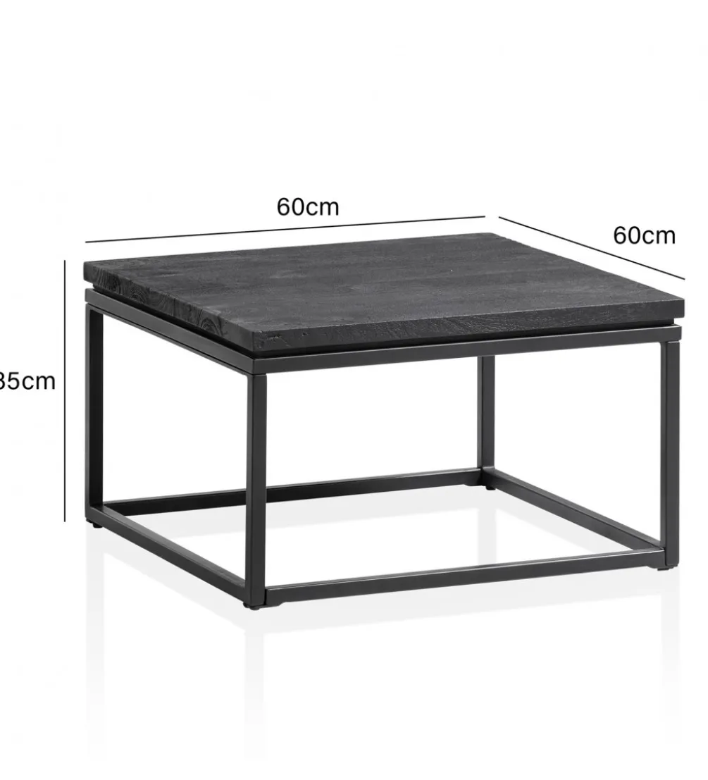 Stolik kawowy HAPTIK 60 cm drewno mango czarne