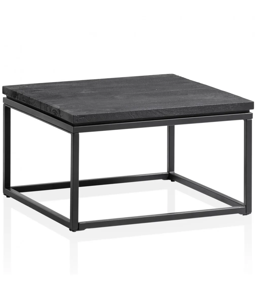 Stolik kawowy HAPTIK 60 cm drewno mango czarne