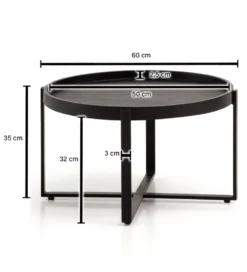 Stolik kawowy HARMI 60 cm drewno mango czarny