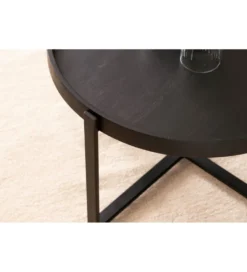 Stolik kawowy HARMI 60 cm drewno mango czarny