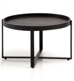 Stolik kawowy HARMI 60 cm drewno mango czarny