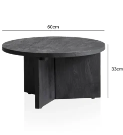 Stolik kawowy HINO 60 cm drewno mango czarny
