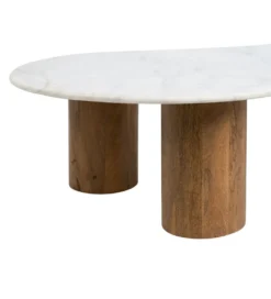 Stolik kawowy HUGI 135 cm marmur drewno mango