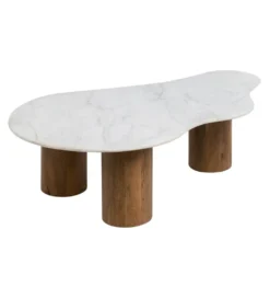 Stolik kawowy HUGI 135 cm marmur drewno mango