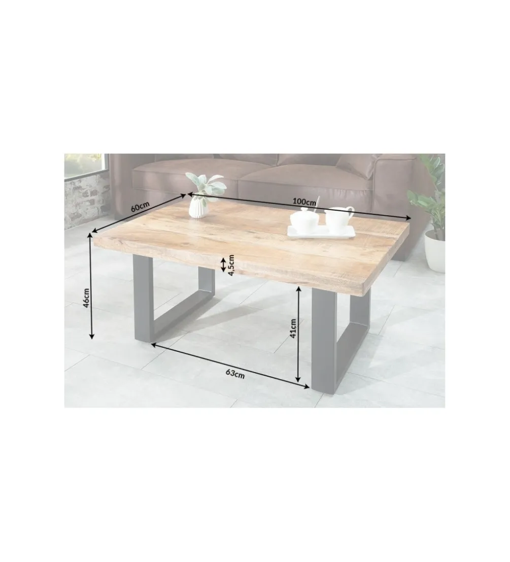 Stolik kawowy Iron Craft 100 cm drewno mango
