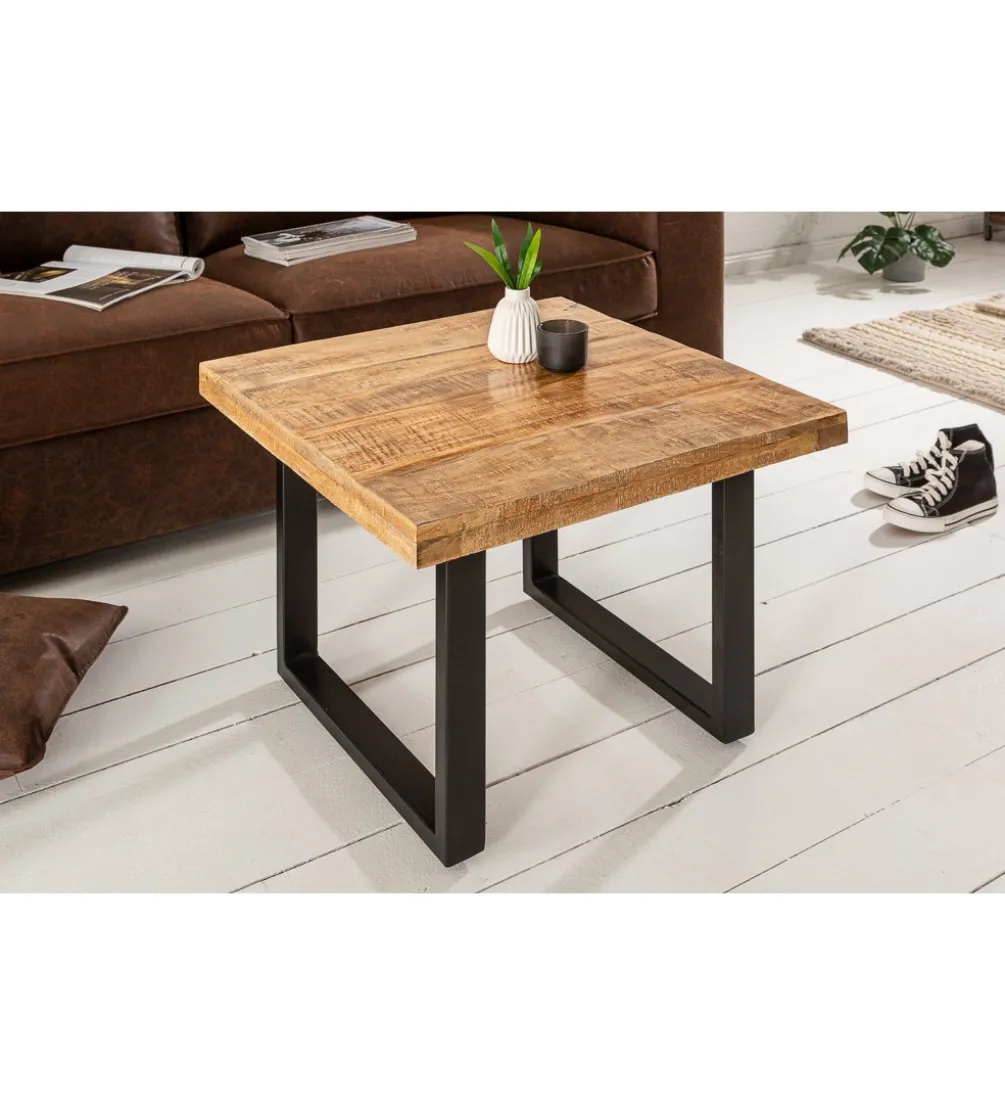 Stolik kawowy Iron Craft 60 cm drewno mango