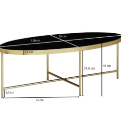 Stolik kawowy IVARS 110 cm czarno złoty