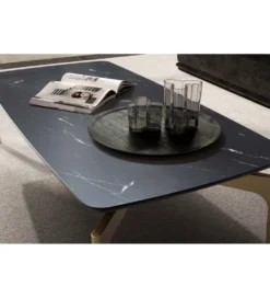 Stolik kawowy IWET 120 cm w optyce czarnego marmuru