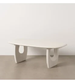 Stolik kawowy KARAZ 130 cm drewno akacja różowo-biały
