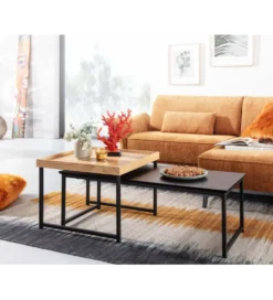 Stolik kawowy KORFI set 2 w optyce dębu outlet