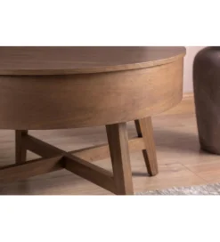 Stolik kawowy KYOTO 70 cm z schowkiem drewno mango