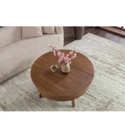 Stolik kawowy KYOTO 70 cm z schowkiem drewno mango