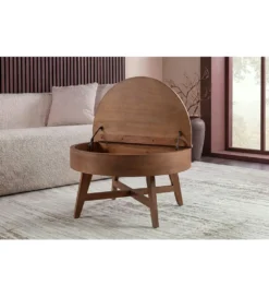 Stolik kawowy KYOTO 70 cm z schowkiem drewno mango