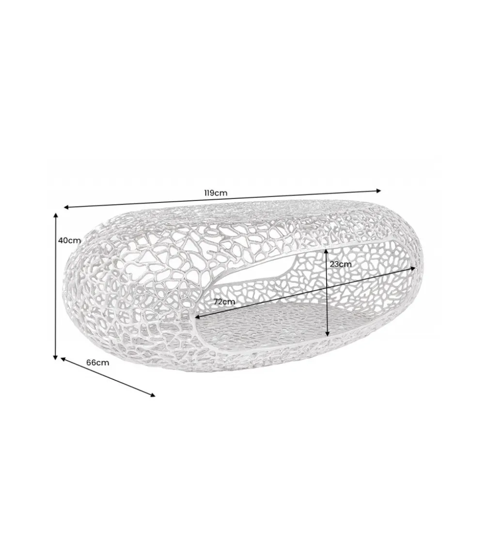 Stolik kawowy LEAF 119 cm srebrny