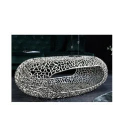 Stolik kawowy LEAF 119 cm srebrny