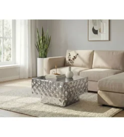 Stolik kawowy LEPERES 60 cm srebrny