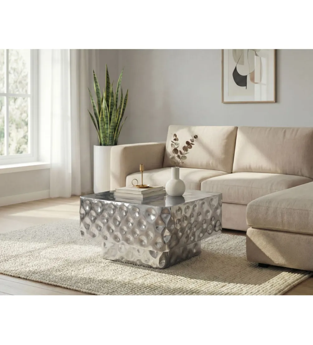 Stolik kawowy LEPERES 60 cm srebrny