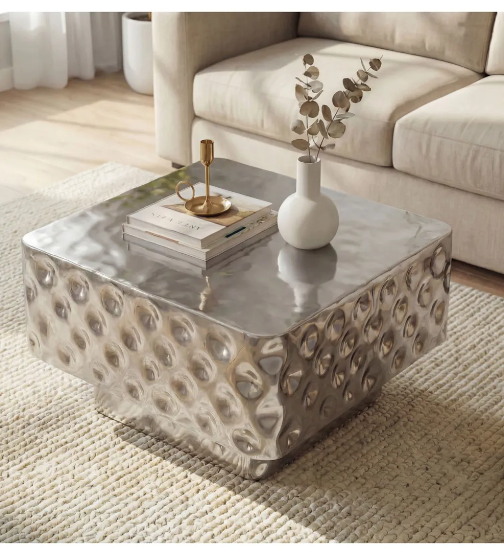 Stolik kawowy LEPERES 60 cm srebrny