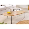 Stolik kawowy LINDO set 2 drewno akacja marmur