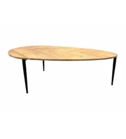 Stolik kawowy LINDO set 2 drewno akacja marmur