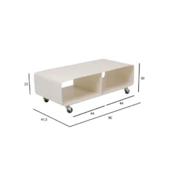 Stolik kawowy LOUNGE 90 x 30 cm beżowa na kołach