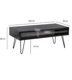 Stolik kawowy MANTIS 100 cm drewno mango czarny