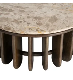 Stolik kawowy MARMOLON 90 cm drewno mango marmur