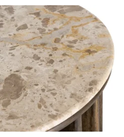 Stolik kawowy MARMOLON 90 cm drewno mango marmur