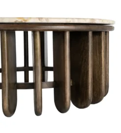 Stolik kawowy MARMOLON 90 cm drewno mango marmur
