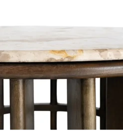Stolik kawowy MARMOLON 90 cm drewno mango marmur
