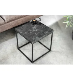 Stolik kawowy MENSA 40 cm w optyce marmuru antracytowy
