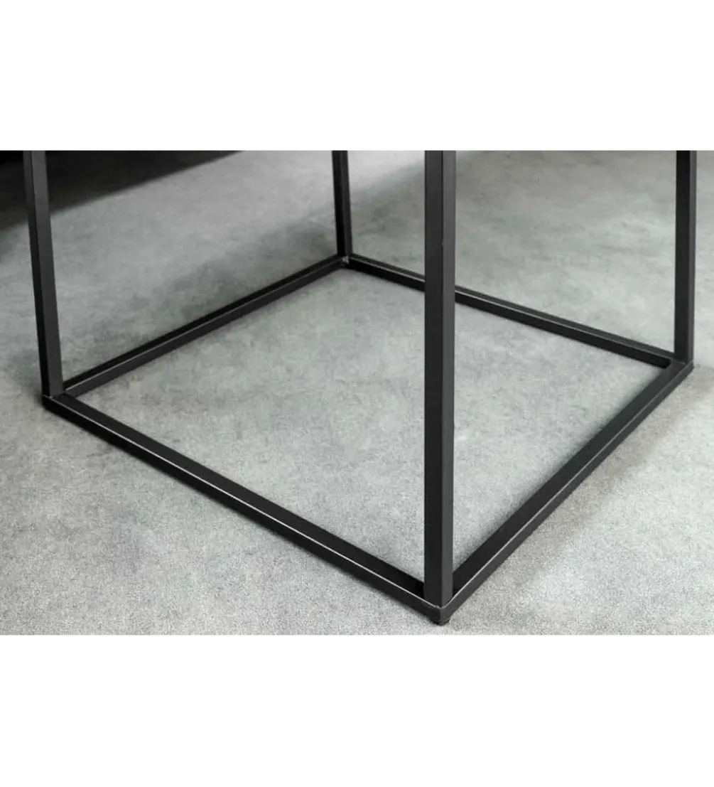 Stolik kawowy MENSA 40 cm w optyce marmuru antracytowy
