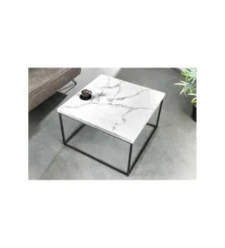 Stolik kawowy MENSA 60 cm w optyce marmuru biały