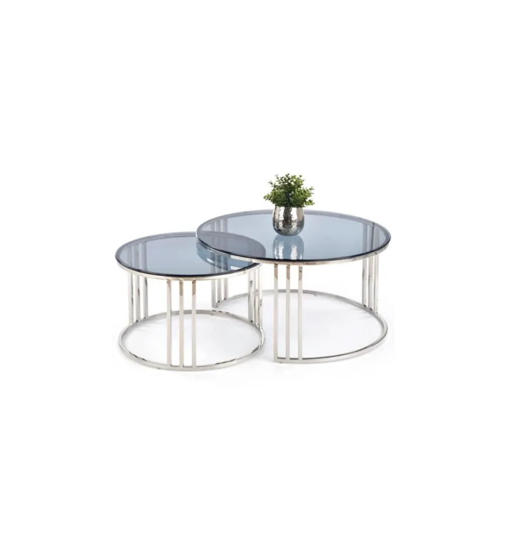 Stolik kawowy MERCURY set 2 srebrny