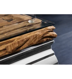 Stolik kawowy MODERN BAROCK BARRACUDA 100 cm chromowany szklany blat BEZ blatu tekowego