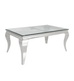 Stolik kawowy MODERN BAROCK BARRACUDA 100 cm chromowany szklany blat BEZ blatu tekowego