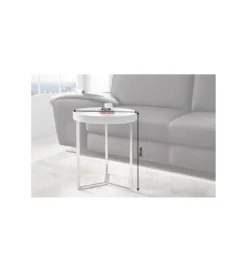 Stolik kawowy Modular 40 cm biało srebrny