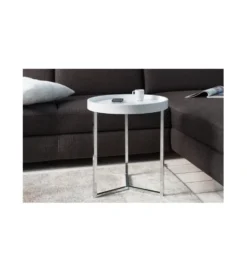 Stolik kawowy Modular 40 cm biało srebrny
