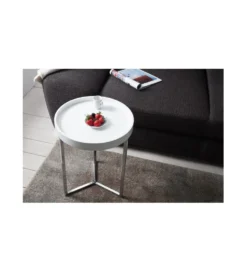 Stolik kawowy Modular 40 cm biało srebrny