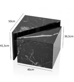 Stolik kawowy MONOBLOC set 2 w optyce czarnego marmuru