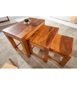 Stolik kawowy MONSOON SET 3 drewno Sheesham