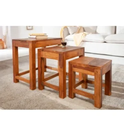 Stolik kawowy MONSOON SET 3 drewno Sheesham