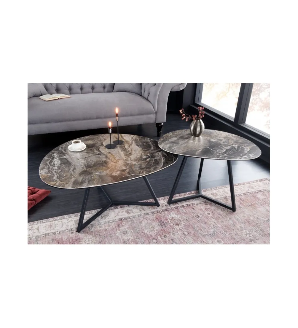 Stolik kawowy MONTREAL Marvelous 70 cm ceramika w optyce marmuru