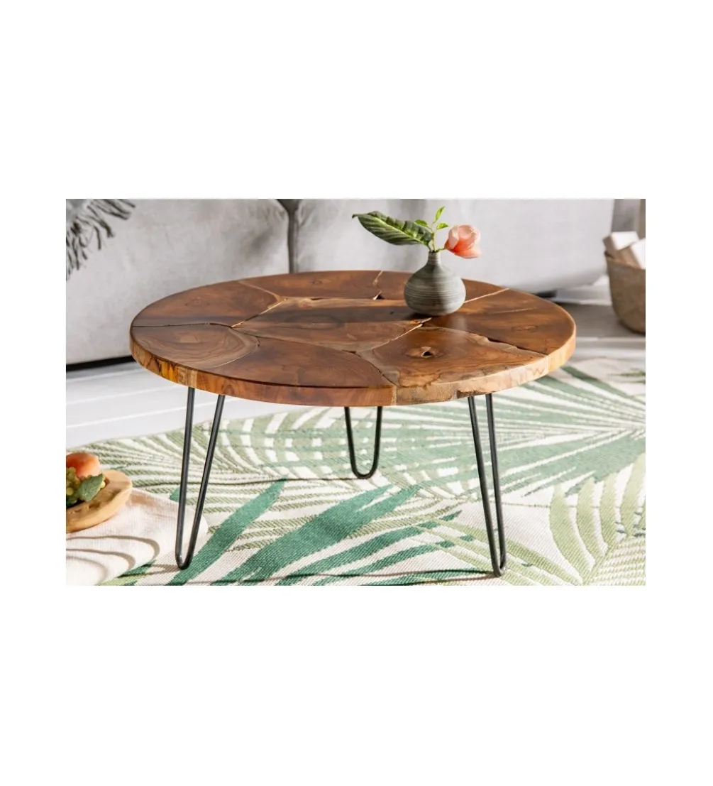 Stolik kawowy Mosaik 70 cm drewno Teak