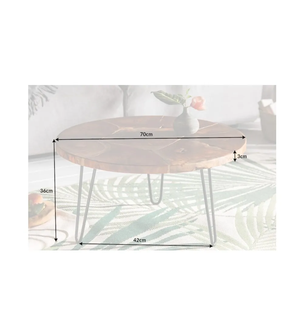 Stolik kawowy Mosaik 70 cm drewno Teak