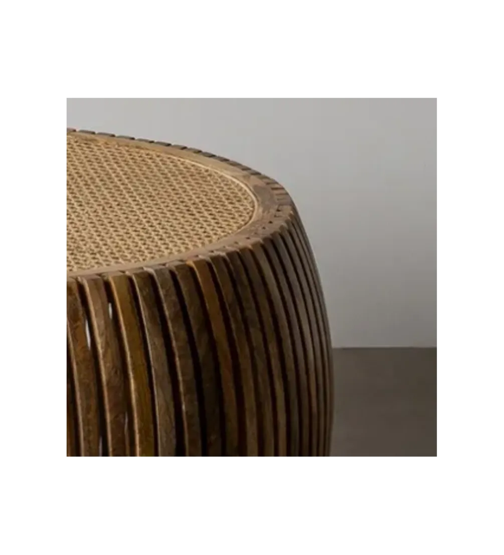Stolik kawowy MURPI 75 cm drewno mango rattan