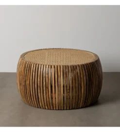 Stolik kawowy MURPI 75 cm drewno mango rattan