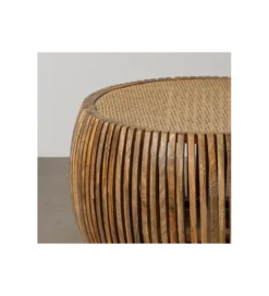 Stolik kawowy MURPI 75 cm drewno mango rattan