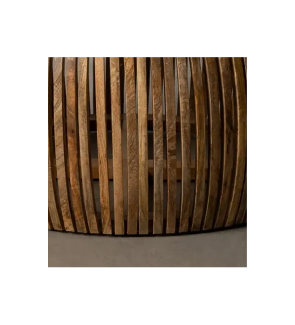Stolik kawowy MURPI 75 cm drewno mango rattan
