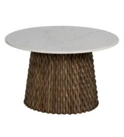 Stolik kawowy NIZAMES 80 cm drewno mango marmur